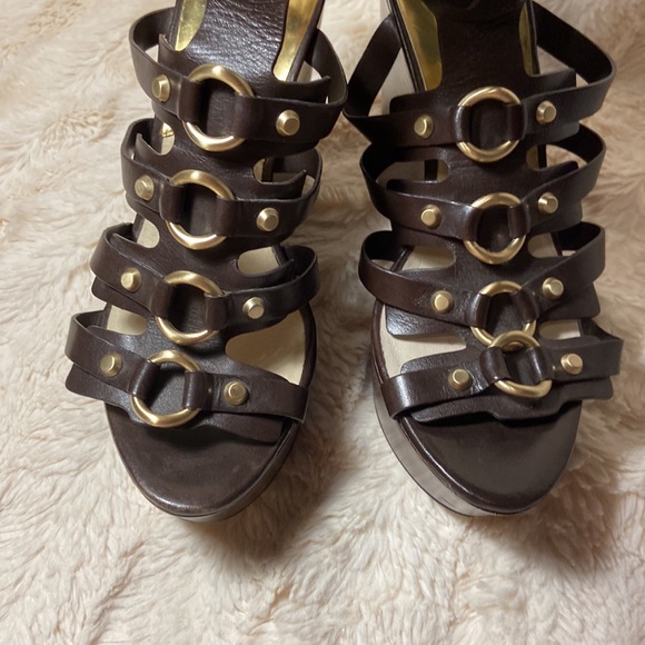 Michael Kors leather Nadine Wedge Brown - Picture 8 of 16